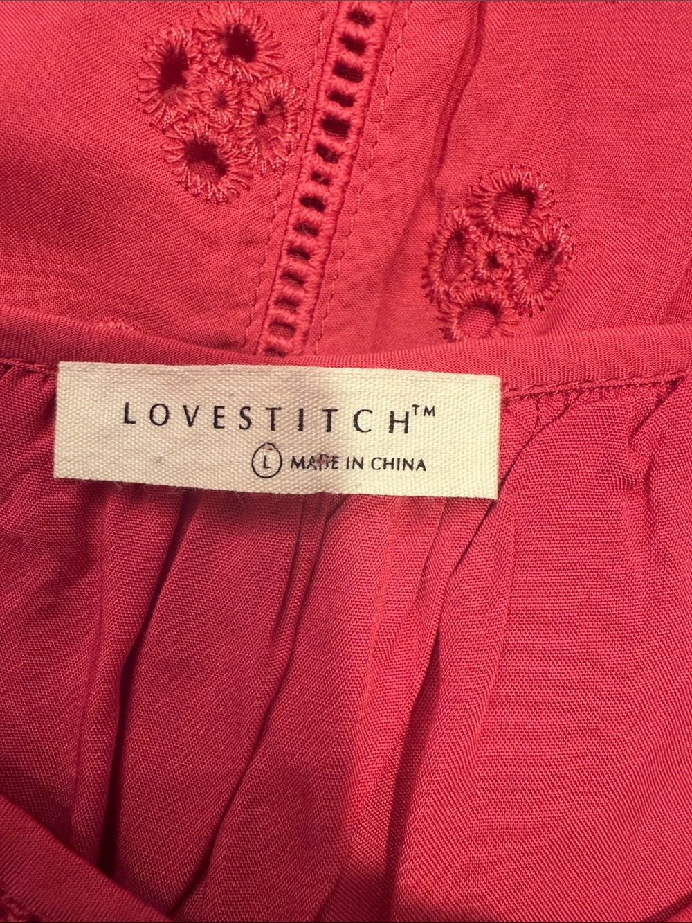 Women’s Pink Eyelet Button-Front Ruffle Sleeve Top - Picture 3 of 5